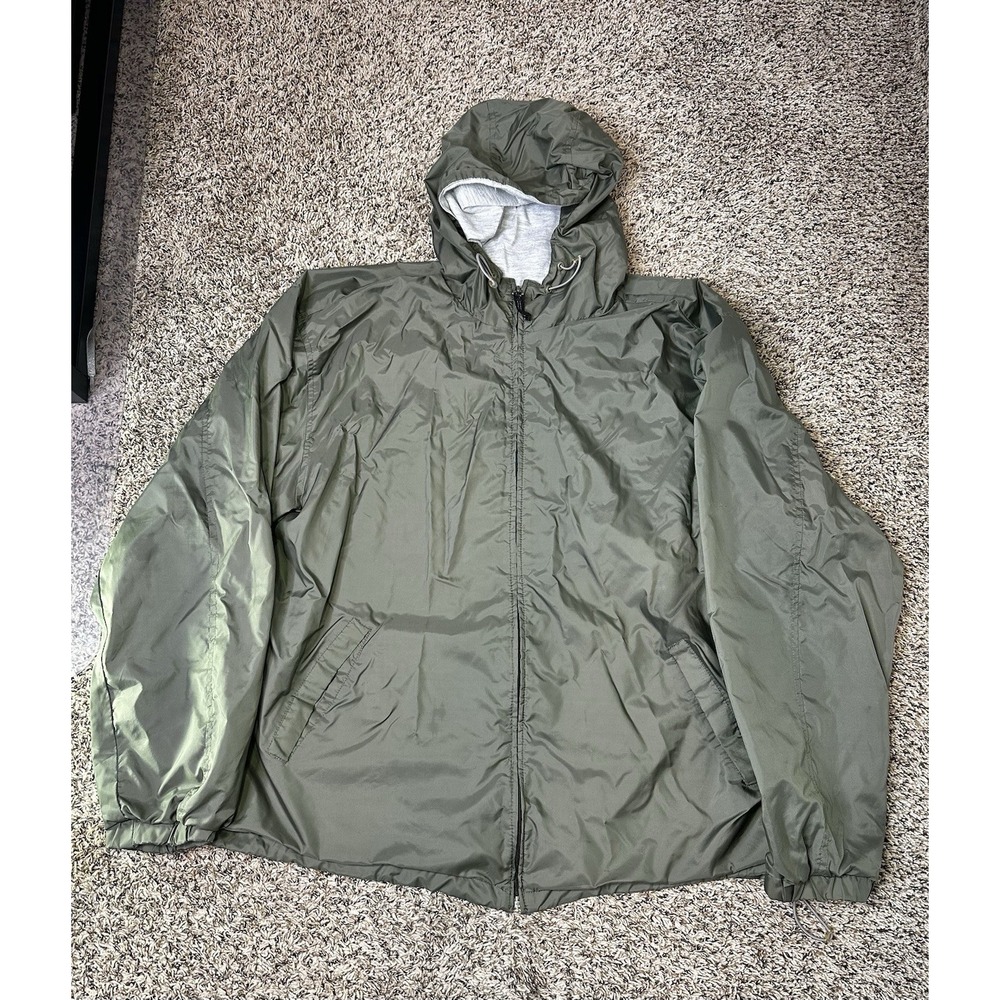 Eagles Ridge Men's Dark Green Hooded Windbreaker Jacket XLT / XGT
